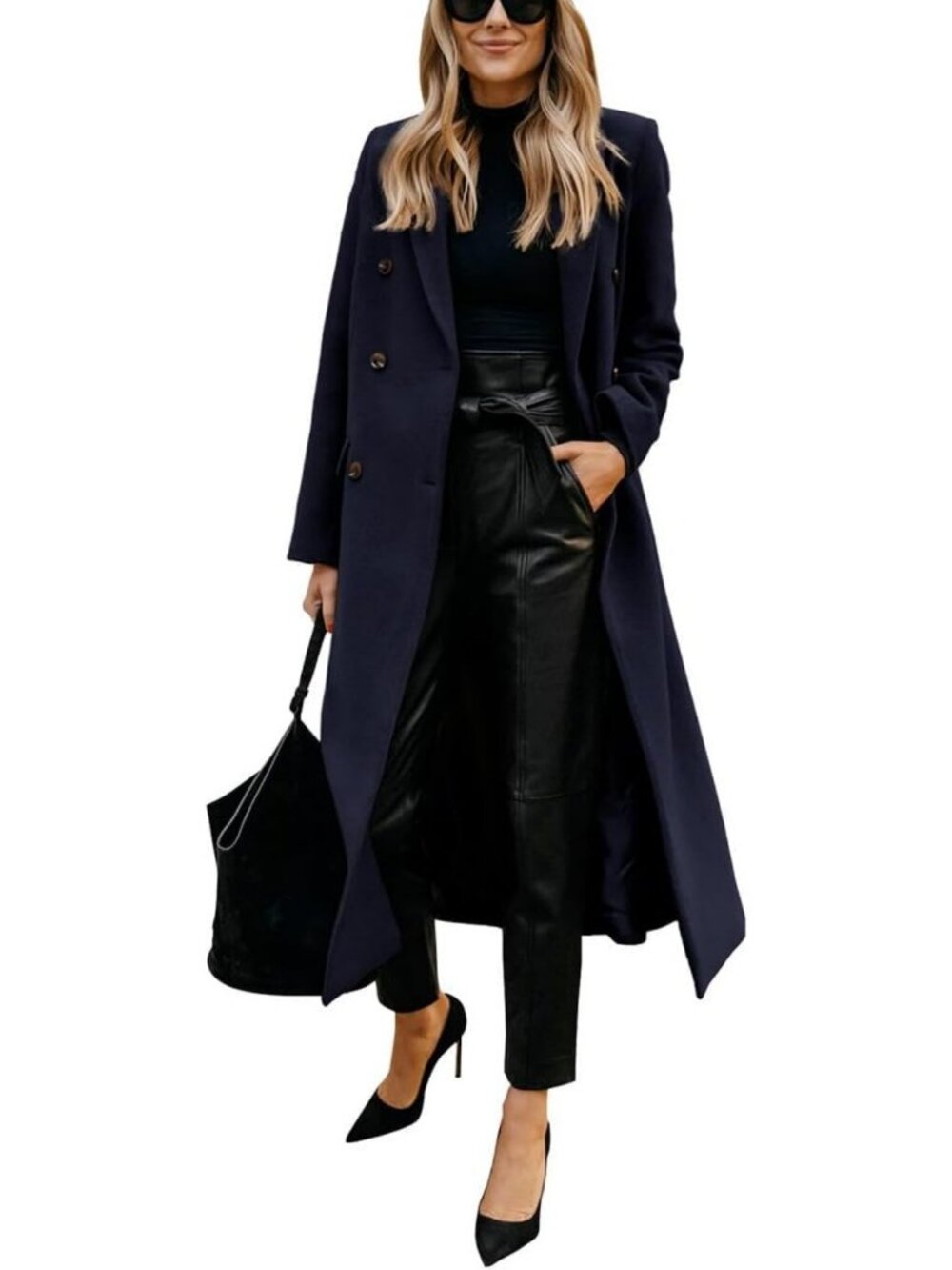 Chic Women's Long Wool Peacoat Jacket - Fall Winter Notch Lapel Outerwear
